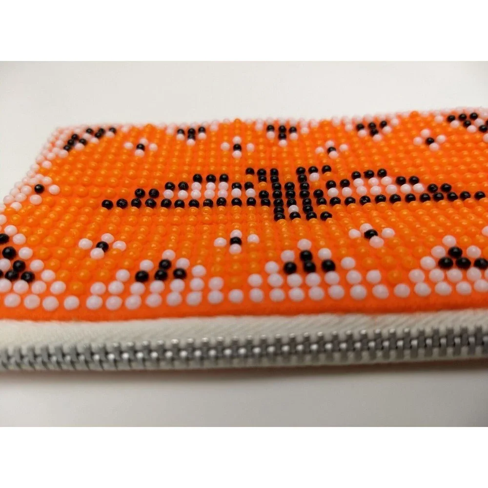 BEADED NASSAU / THUNDERBIRD Orange Zippered Coin Purse‎ Vintage 80s Style 5